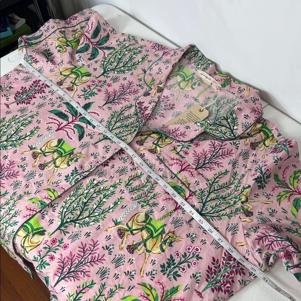 Printfresh Sz 5X Pajama Top Camel's Courtyard Pink & Green Organic Cotton NWT - Picture 6 of 9